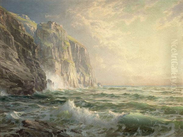 Rocky Cliff With Stormy Sea, Cornwall - view 1