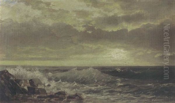 Waves Crashing On A Rocky Beach - view 1