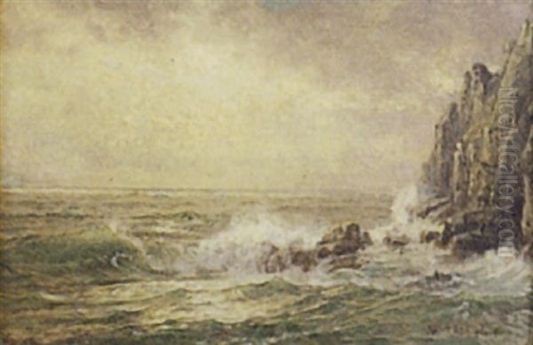 Coastal Scene With High Rocky Cliffs - view 1