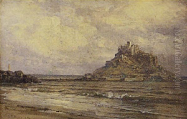 Coastal Scene With A Castle On An Island With Surrounding Buildings - view 1