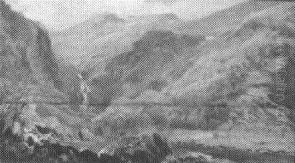 Mountains With Waterfall - view 1