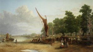 The Thames At Chelsea Reach by Thomas Miles Richardson the Elder
