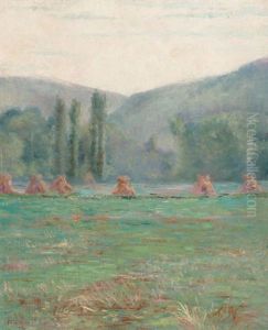 French Landscape With Haystacks by Francis Henry Richardson
