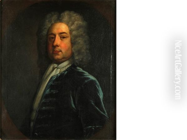 Portrait Of A Gentleman, Said To Be John Addis, Half-length, In A Blue Velvet Coat - view 1