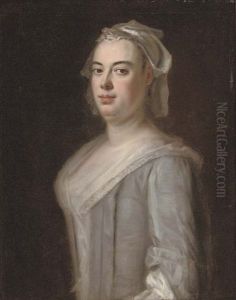 Portrait Of A Lady In A Grey Dress With A White Cap