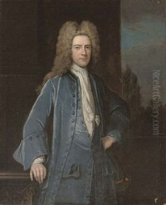 Portrait Of A Gentleman (samuel Chetham Of Turton And Castleton, Lancashire ?) In A Blue Velvet Coat And Waistcoat