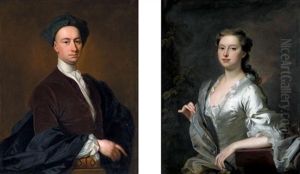 Portrait Of Sir Thomas Hulbert (+ Lady Hulbert, His Wife; Pair) by Jonathan Richardson