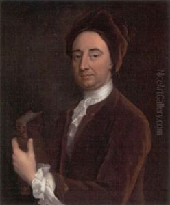 Portrait Of A Gentleman (john Gay?) In A Brown Coat And Hat, Holding A Book In His Right Hand by Jonathan Richardson