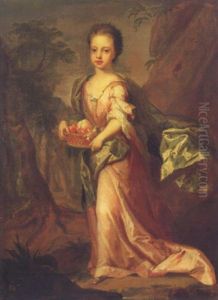 Girl With A Basket Of Fruit In A Landscape Girl With A Basket Of Fruit In A Landscape