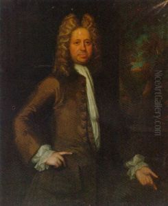 Portrait Of A Gentleman In A Brown Coat And White Stock