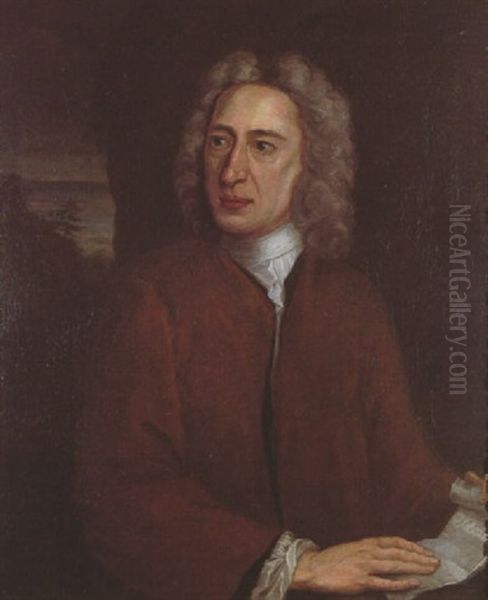 Portrait Of Alexander Pope In A Coat And White Stock Holding A Letter, Landscape Beyond - view 1
