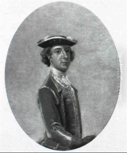 Portrait Of A Man, Half-length, Wearing A Gold Waistcoat    With Lace Trim, A Blue And Brown Cloak And A Blue Hat by Jonathan Richardson