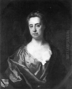Portrait Of A Lady, Possibly Elizabeth Baker, Half Length Ina Blue Dress And A Brown Wrap