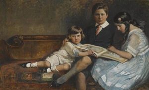 Three Children Reading by Mary Curtis Richardson