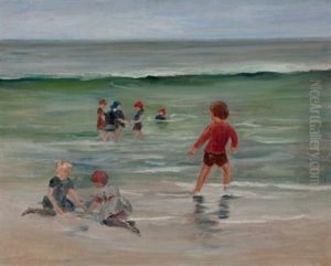 Children Playing On The Seashore by Mary Curtis Richardson