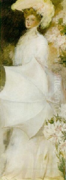 An Elegant Woman With A Parasol - view 1