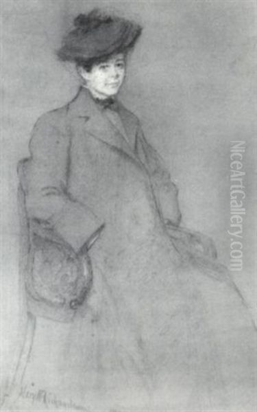 Portrait Of A Lady In Her Coat And Hat, Seated - view 1