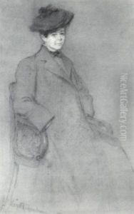Portrait Of A Lady In Her Coat And Hat, Seated by Mary Neal Richardson