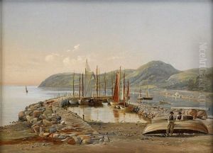 The Harbour In Molle, Kullen, Sweden by Ferdinand Richardt