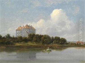 View Of Trankekaer Castle, Langeland by Ferdinand Richardt