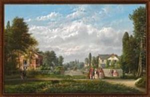 View Of The Actress Mrs Heiberg's Villa On Rosenvaengets Alle by Ferdinand Richardt