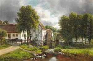 Watermill by Ferdinand Richardt