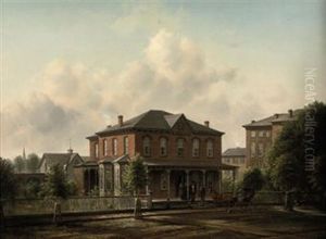 Entering Rosti's Hotel, Niagara Falls by Ferdinand Richardt
