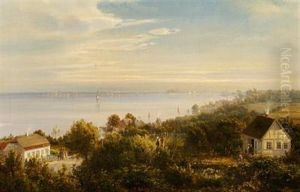 View Of The Sound From Odins Hoj (odin's Peak), In The Background Kronborg Castle And The Swedish Coast