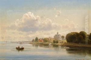 Summer's Day At Hvidore In Klampenborg, Denmark by Ferdinand Richardt