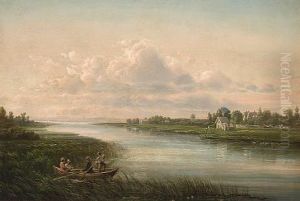 A River Scene With A House A River Scene With A House