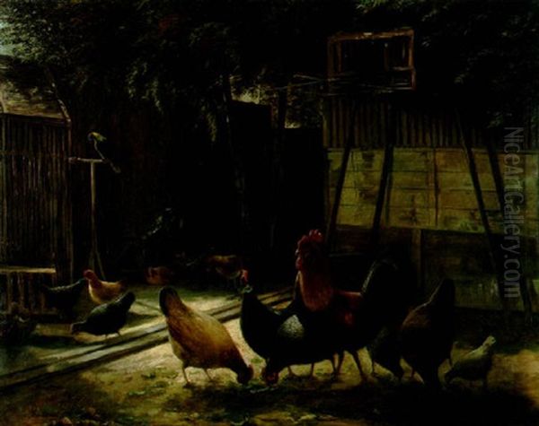 Chickens In A Barnyard - view 1