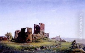 Parti Fra Hammershus Slotsruiner, Set Fra Indgangen Til Ruinerne by Ferdinand Richardt