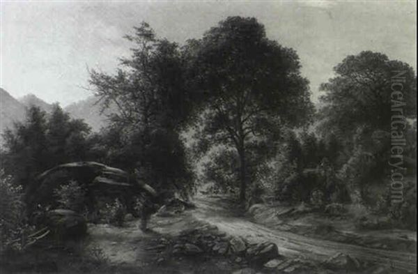 Cattle Beside The Path, Santa Cruz Mountains - view 1
