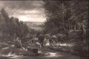 Country Road With Figures by Ferdinand Richardt