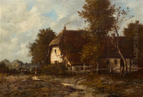Farm Building With A Peasant Woman In A Landscape - view 1