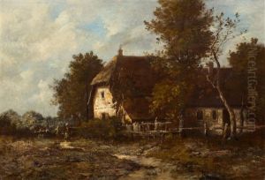 Farm Building With A Peasant Woman In A Landscape thumbnail