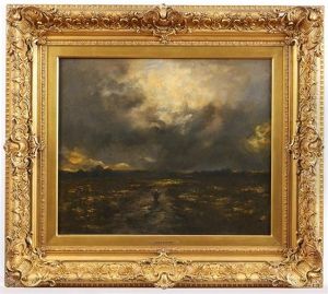 Figure In A Dark Stormy Landscape