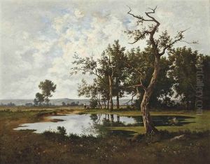 A Figure At A Woodland Lake A Figure At A Woodland Lake
