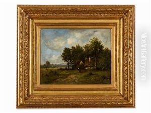Woman In Front Of A Farm House Woman In Front Of A Farm House