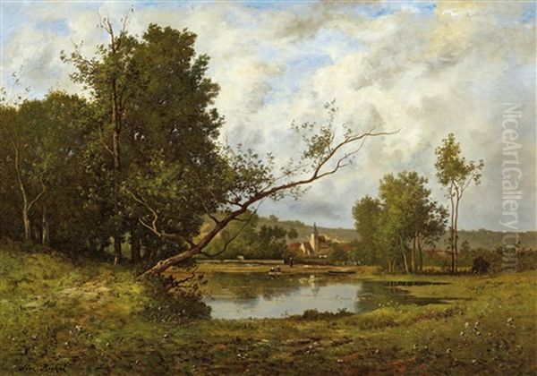 Landscape With Pond And View Of A Village - view 1