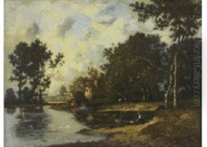 River Landscape by Leon Richet