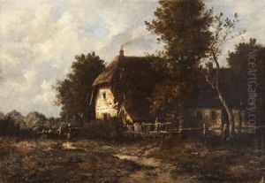 Landschaft Mit Bauernhof Und Bauerin Landschaft Mit Bauernhof Und Bauerin
