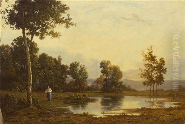 Figure Of A Woman By A Pond - view 1