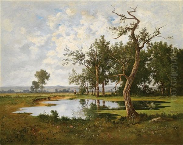 Weiher Am Waldesrand Mit Figurlicher Staffage - view 1