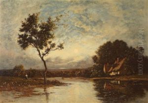 Abendstimmung Am Fluss by Leon Richet