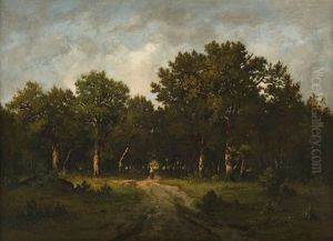 Bauerin Im Wald Von Fontainebleau by Leon Richet