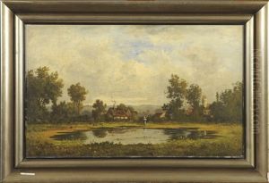 Paysage Anime Avec Village by Leon Richet