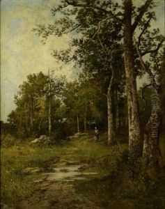 Waldlichtung Mit Reisigsammlerin Waldlichtung Mit Reisigsammlerin