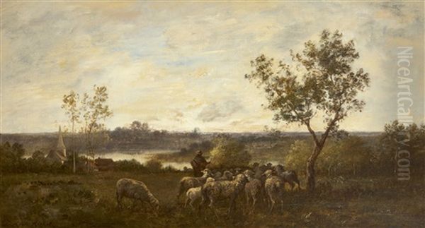 Berger Et Son Troupeau A Barbizon - view 1