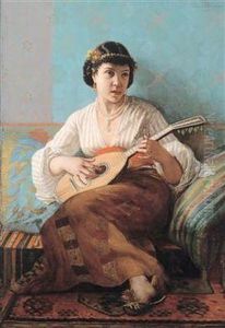 Mandoline Spielendes Madchen